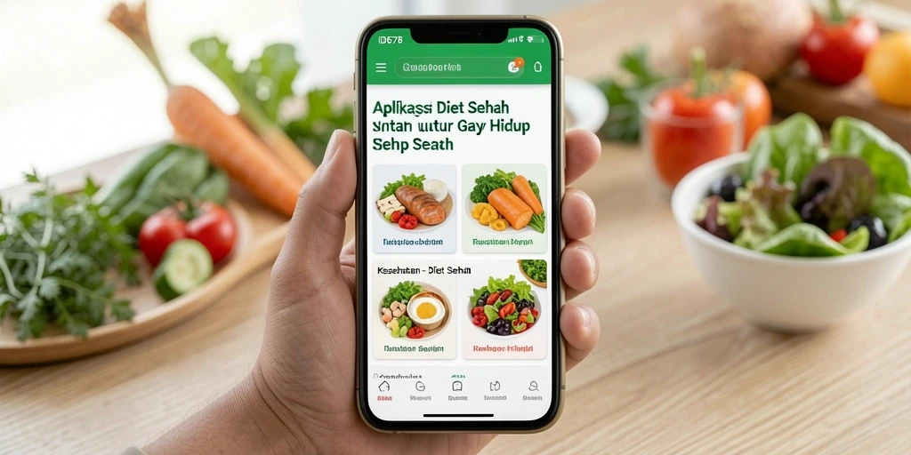 Tampilan antarmuka aplikasi Diet Sehat ID678 yang menarik dan fungsional.