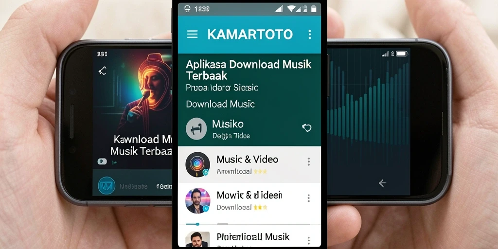 Tampilan antarmuka aplikasi KAMARTOTO untuk Download Musik.