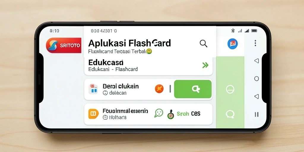 Tampilan antarmuka aplikasi SRITOTO untuk belajar menggunakan flashcard.